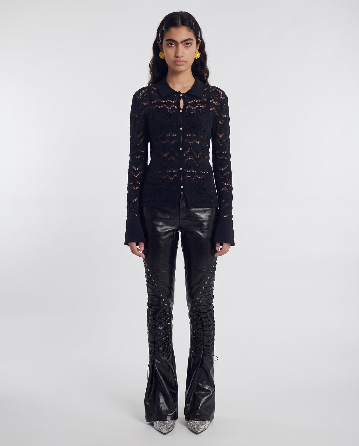 Pantaloni Lace-Up Leather