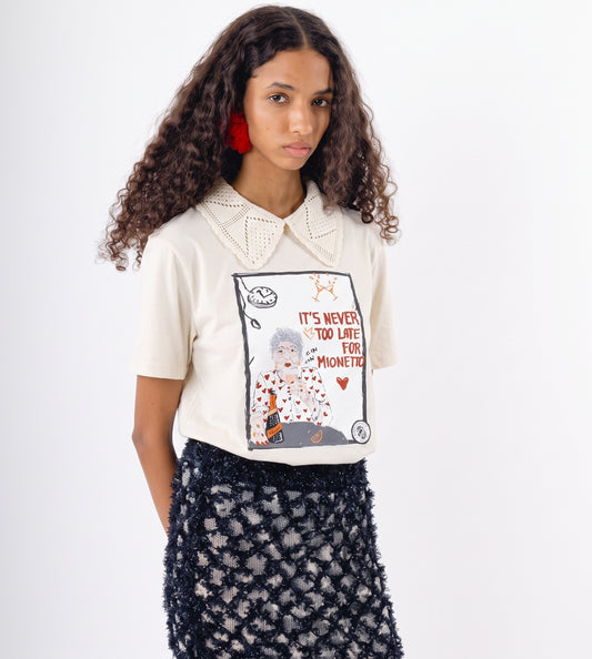 T-shirt It’s Never Too Late for Mionetto Crochet Collar