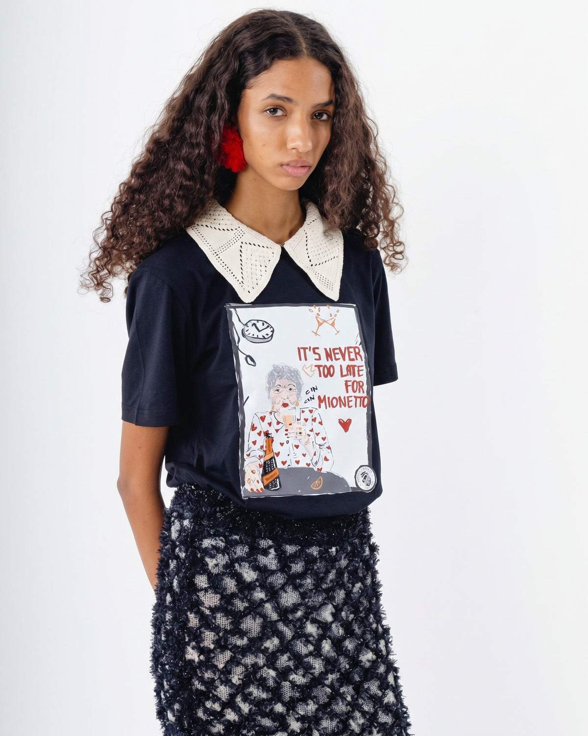 T-shirt It’s Never Too Late for Mionetto Crochet Collar